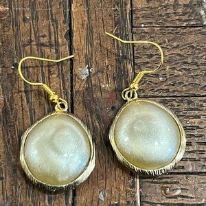 MARILYN SCHIFF MOONSTONE  Gold Drop Earrings PIERCED, stamped